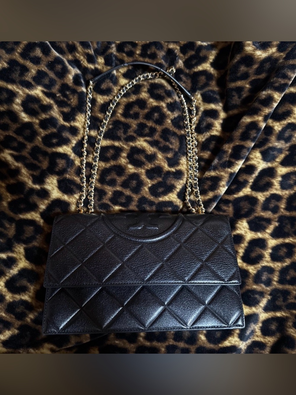 Black Tory Burch quilted Fleming bag